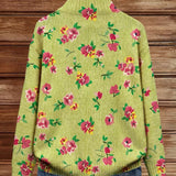 Constance - Pink Floral Lime Zip Cardigan
