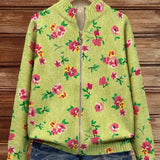 Constance - Pink Floral Lime Zip Cardigan