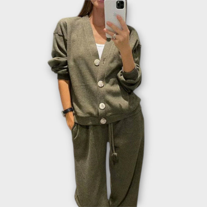 Chantal - Set nero con cardigan e pantaloni
