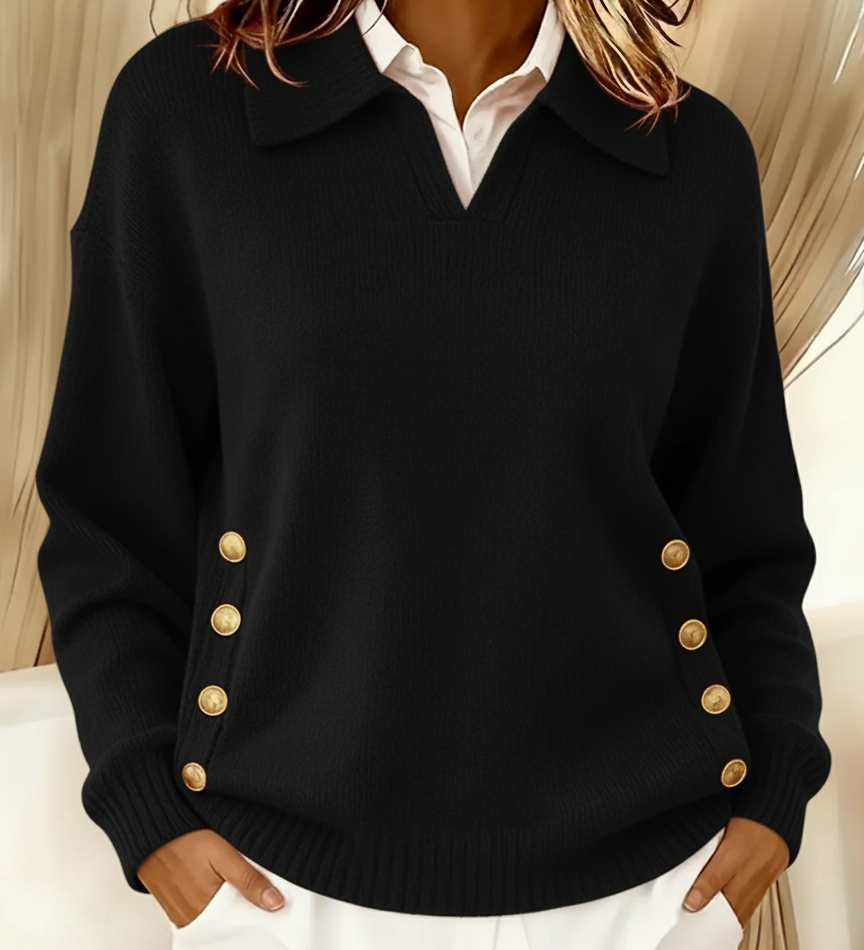 Vicenta | Pullover mit Polo-Kragen und Knöpfen