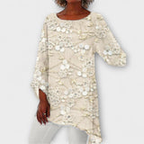 Harper - Beige Bluse mit floralem Kristalldruck