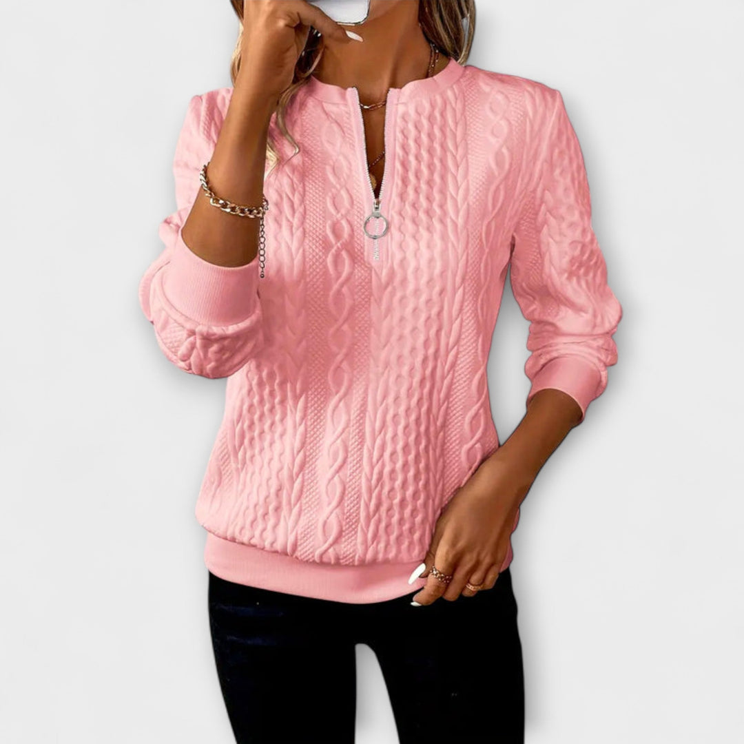 Joy - Pull en tricot blanc élégant à motif torsadé