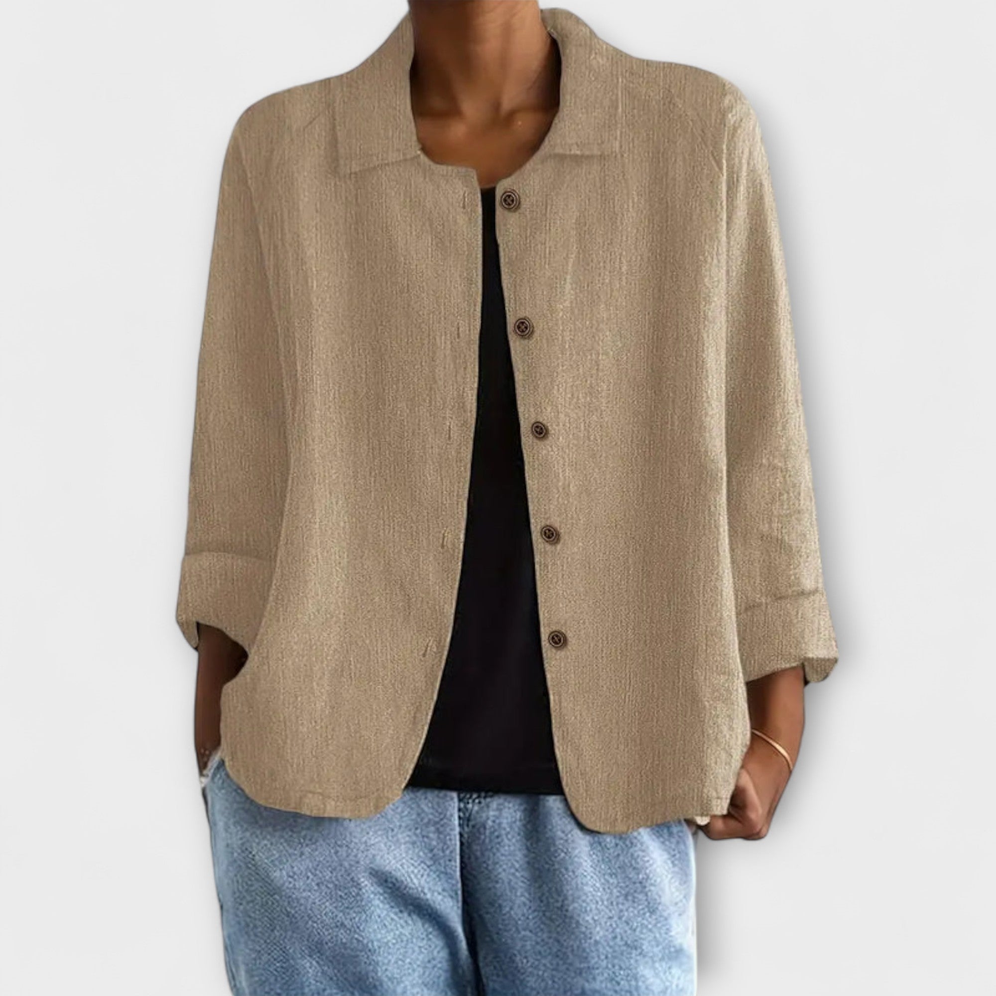 Mira - Altrosa leichte Strickjacke