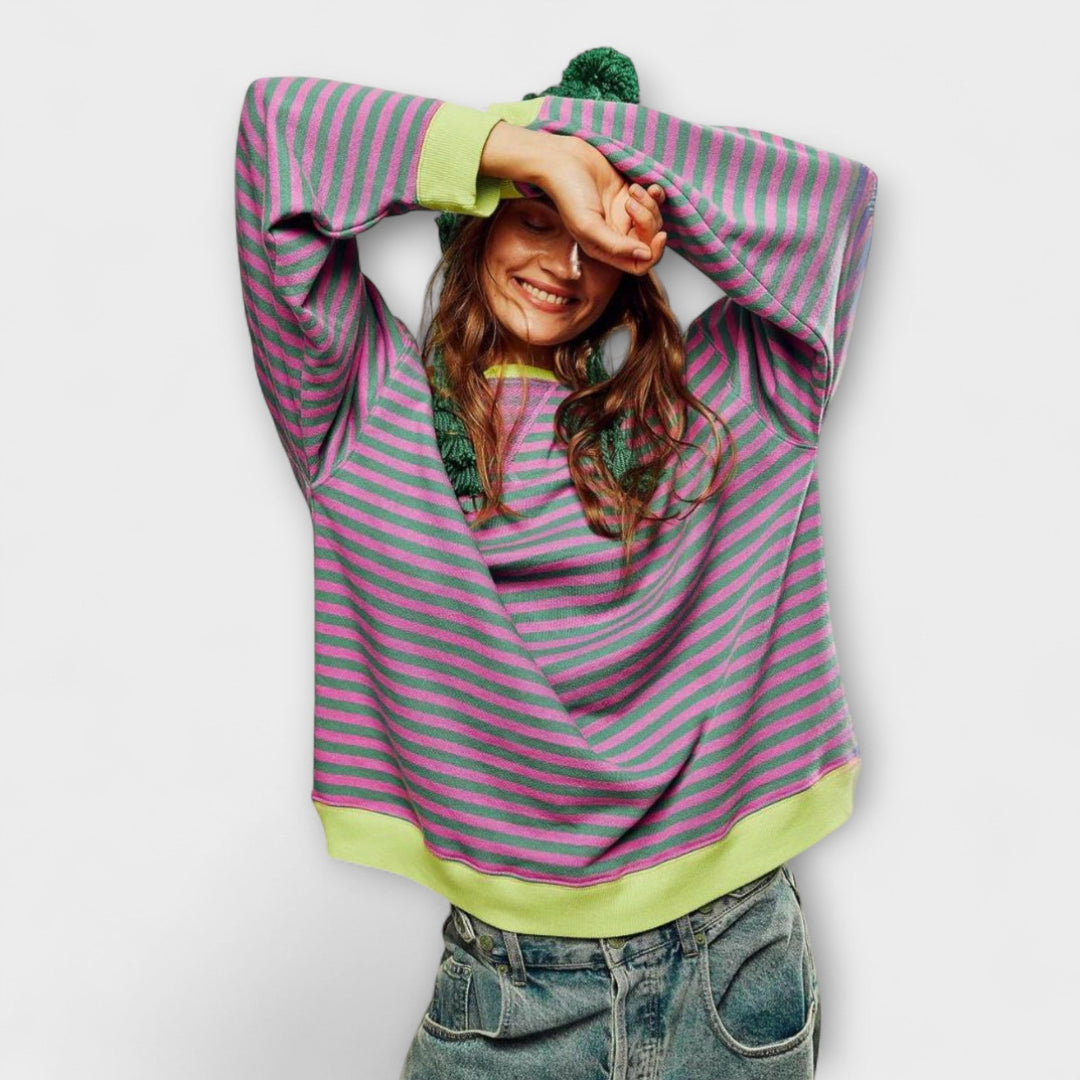 Mary - Pull oversize à rayures lilas