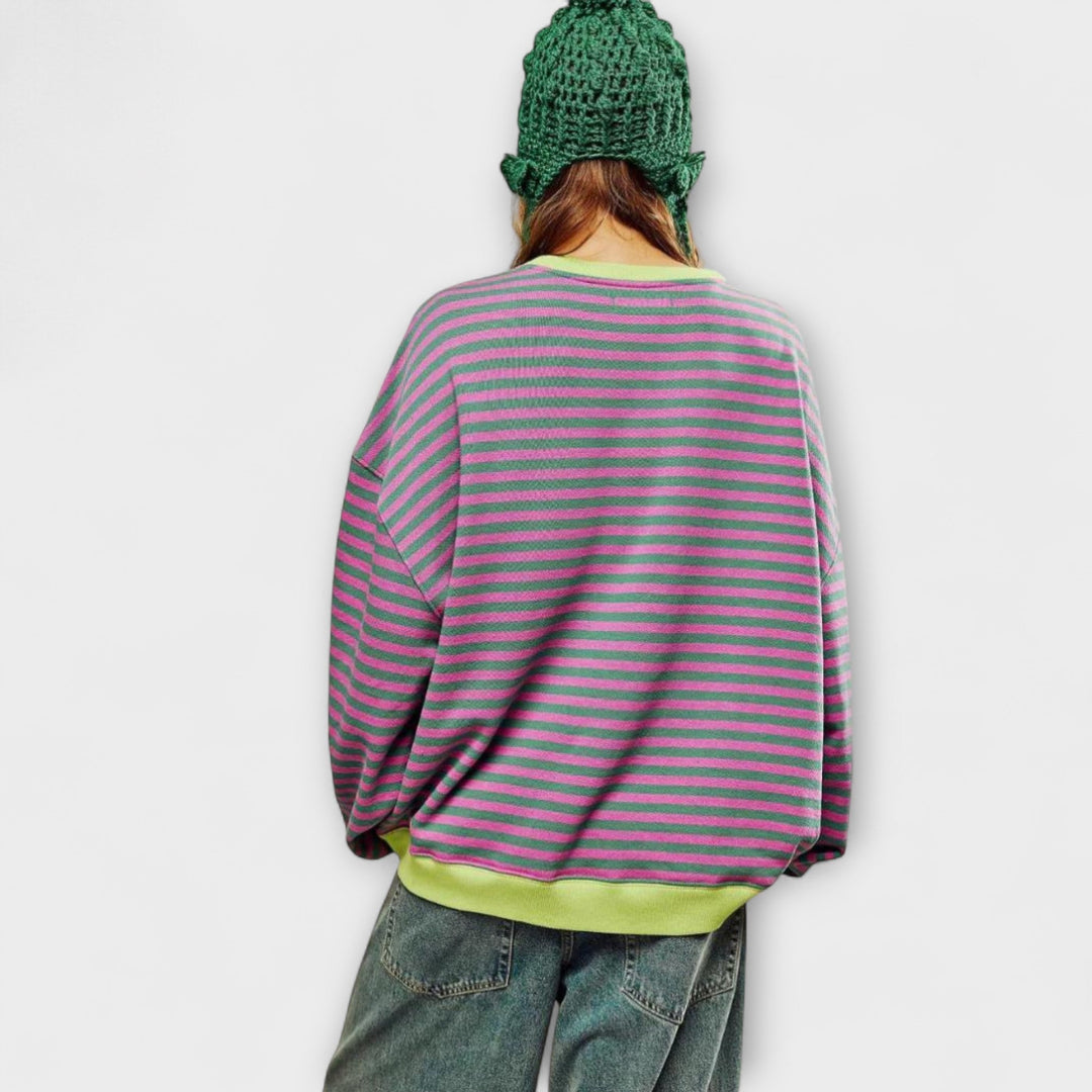 Mary - Pull oversize à rayures lilas