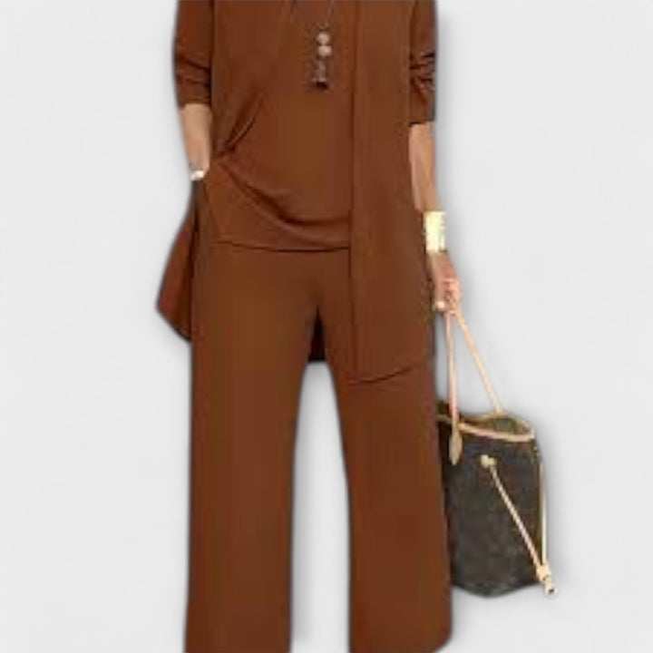 Lora - Completo marrone casual a tre pezzi