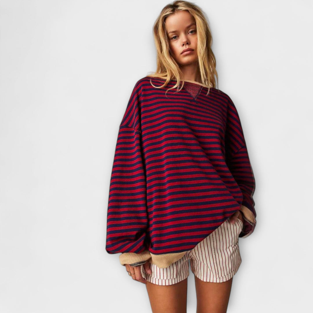 Mary - Pull oversize à rayures lilas