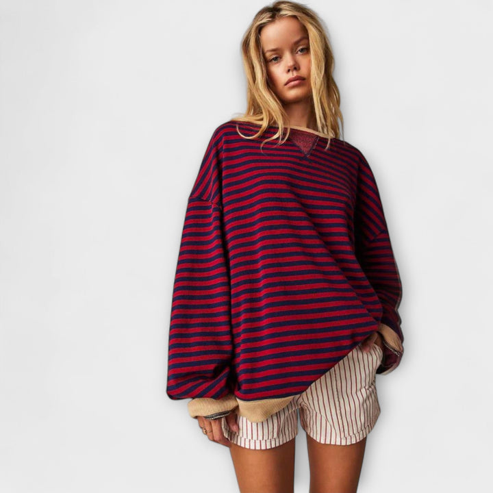 Mary - Pull oversize à rayures lilas