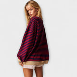 Mary - Lila gestreifter Oversize-Pullover