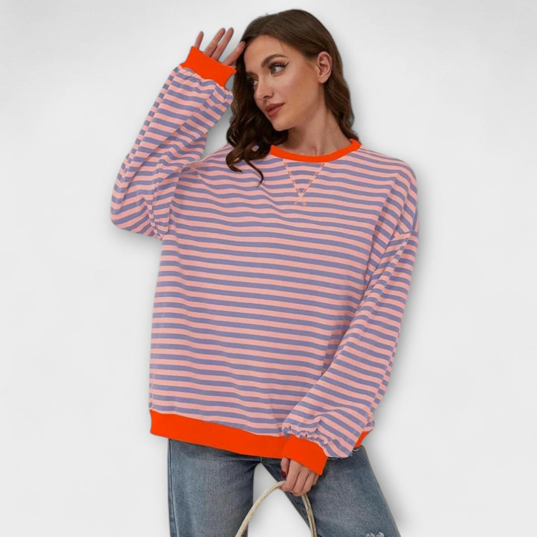 Mary - Pull oversize à rayures lilas