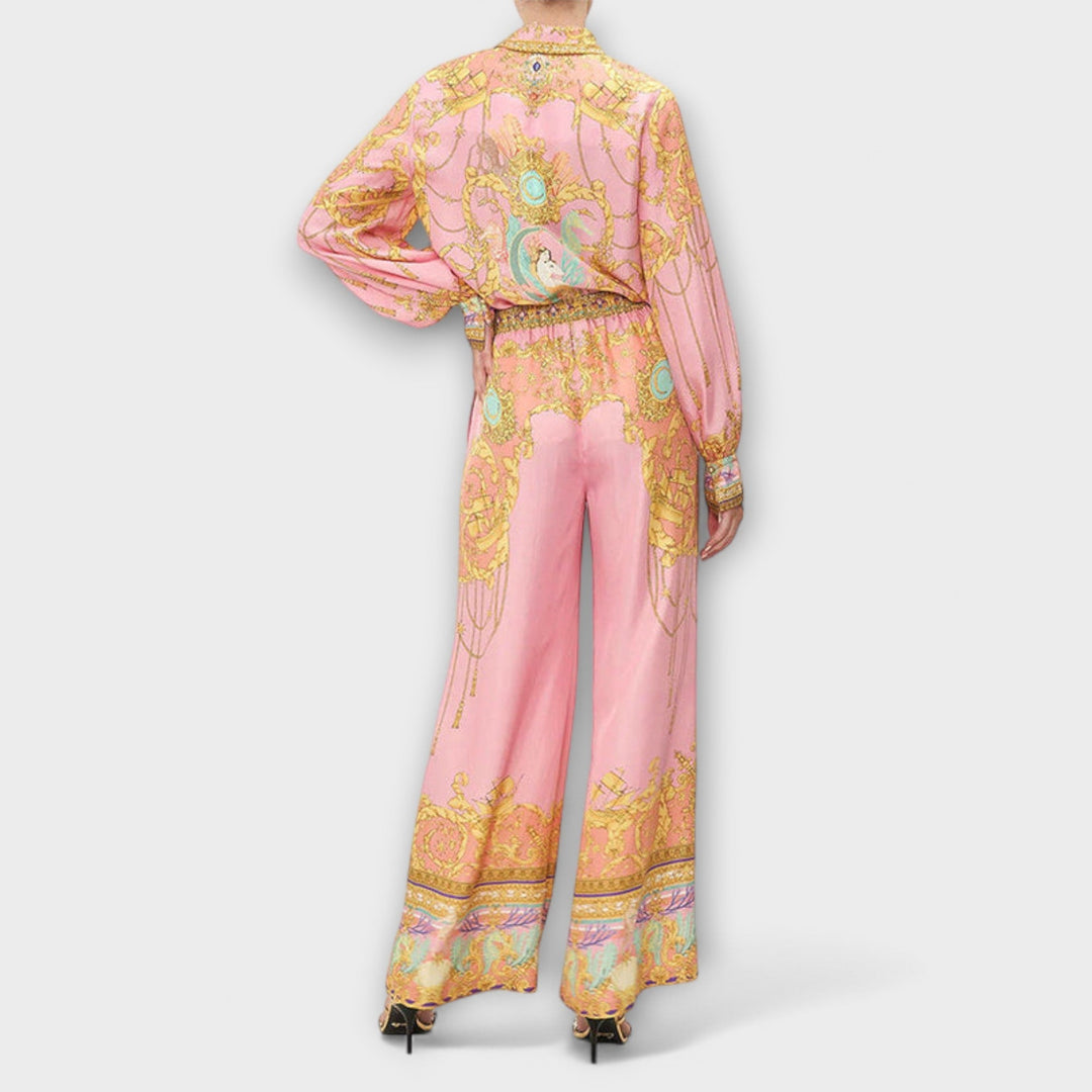 Sage - Ensemble violet et jaune à motif