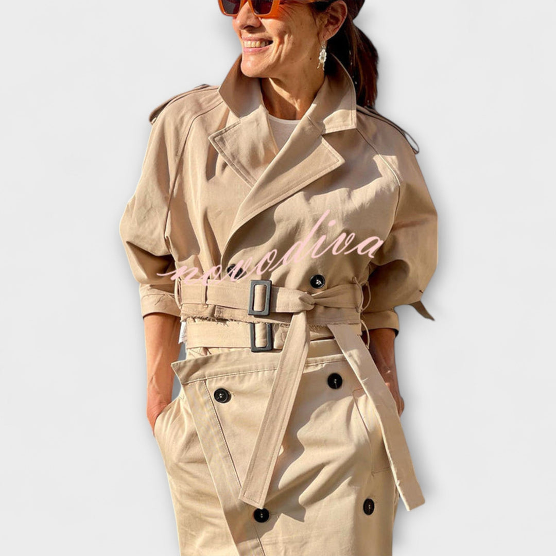 Lyra - Ensemble beige avec blazer et jupe midi