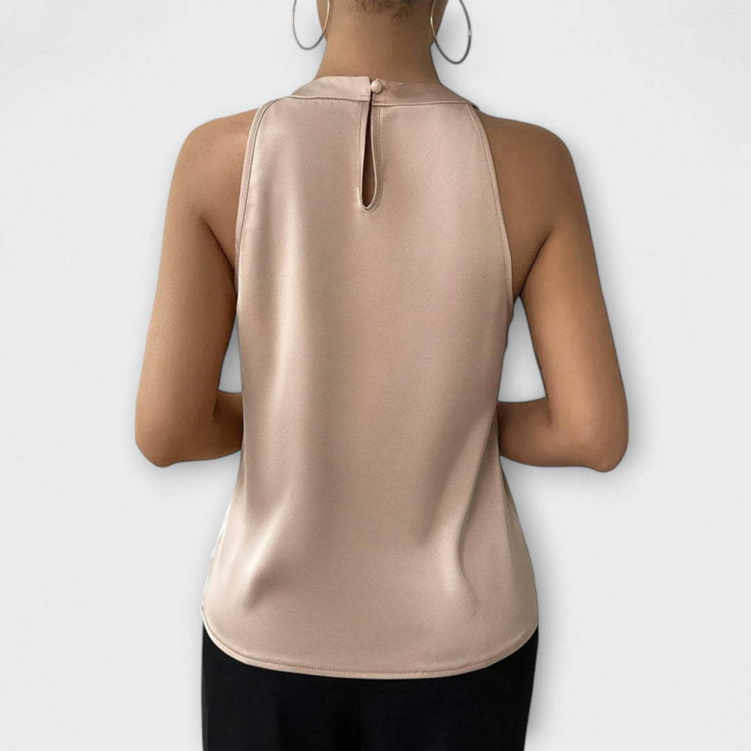 Skye - Top color champagne con spalle scoperte