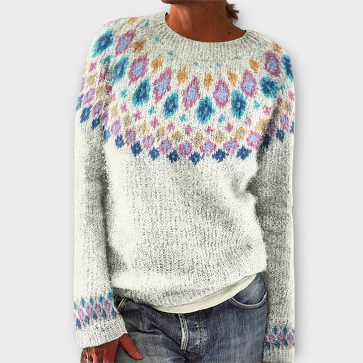 Devyn - Pull douillet bleu pétrole à motif norvégien