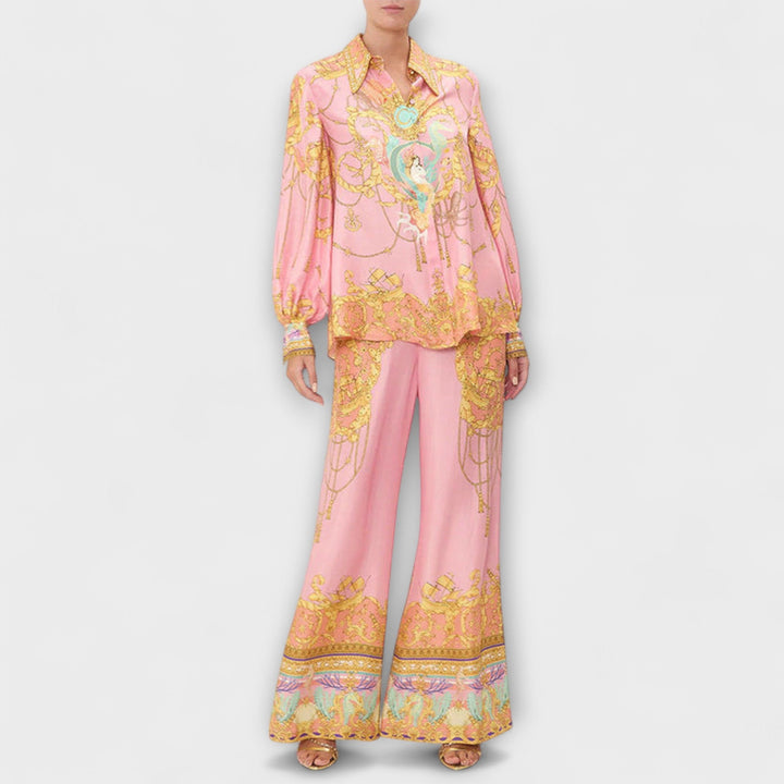 Sage - Ensemble violet et jaune à motif