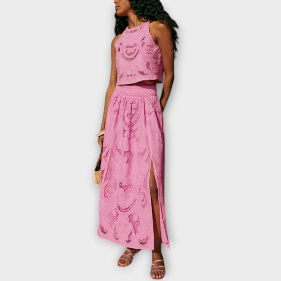 Milla - Rosa Set mit Cutout-Spitze