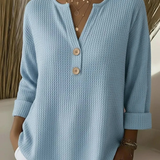 Lucía | Geknöpfte Henley T-Shirt mit Struktur
