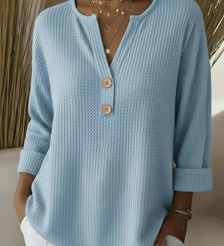 Lucía | Geknöpfte Henley T-Shirt mit Struktur