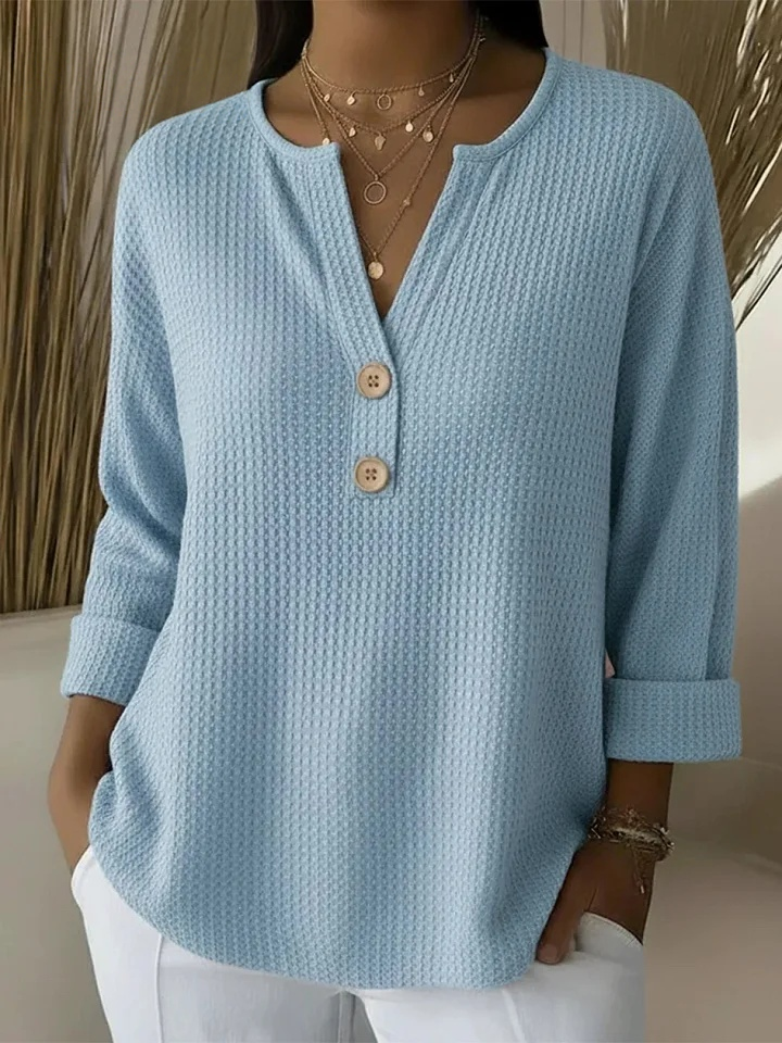 Lucía | T-shirt Henley strutturata con bottoni