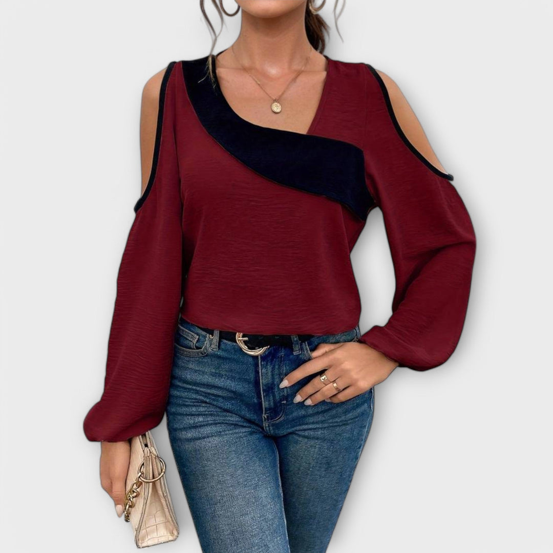 Scarlett - Cremefarbene Bluse mit eckigem Ausschnitt