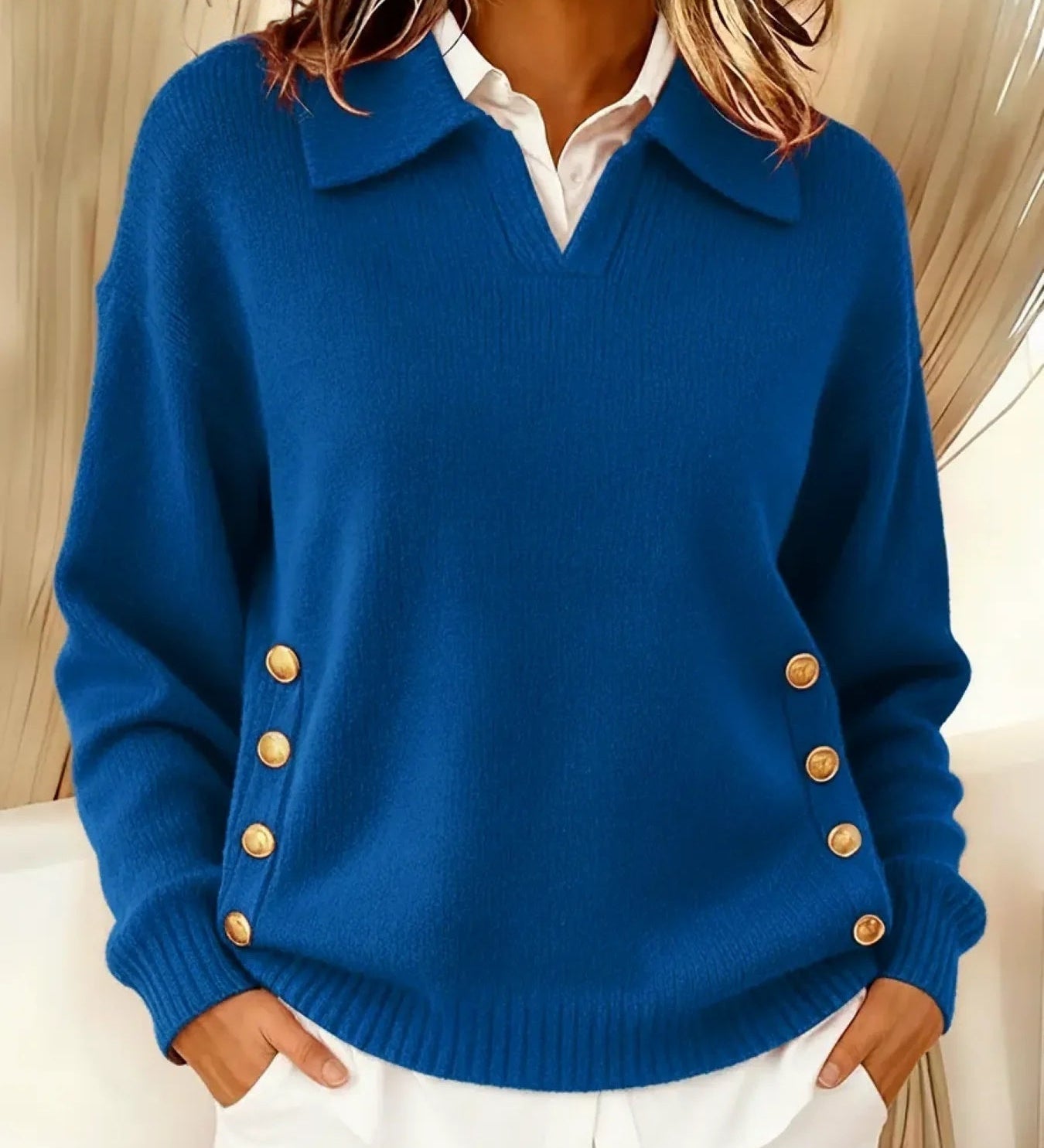 Vicenta | Pullover mit Polo-Kragen und Knöpfen