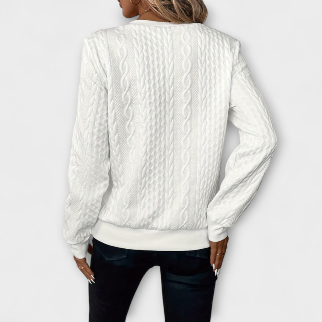Joy - Pull en tricot blanc élégant à motif torsadé