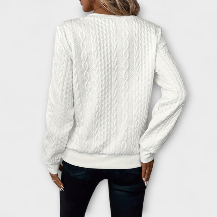 Joy - Pull en tricot blanc élégant à motif torsadé