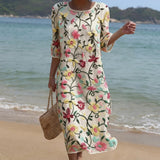 Rebeca - Cremefarbenes Kleid mit Streublumen