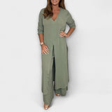 Olivgrünes stilvolles Damen-Co-Ord-Set