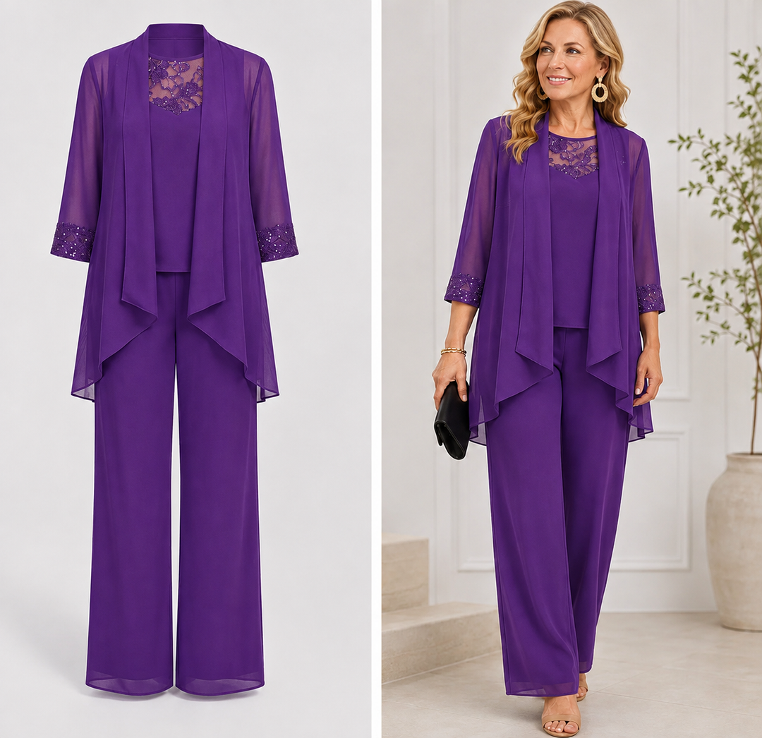 Estelle™ | Fließende Jacke & Weite Hose Set