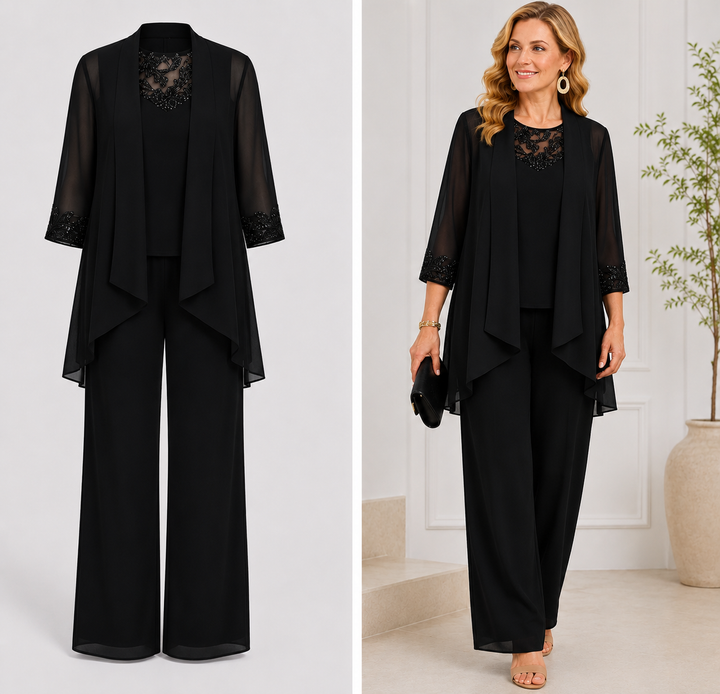 Evelina™ | Set giacca fluida e pantaloni ampi
