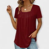 Annie - Weisse Bluse mit eckigem Ausschnitt