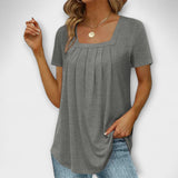Annie - Weisse Bluse mit eckigem Ausschnitt