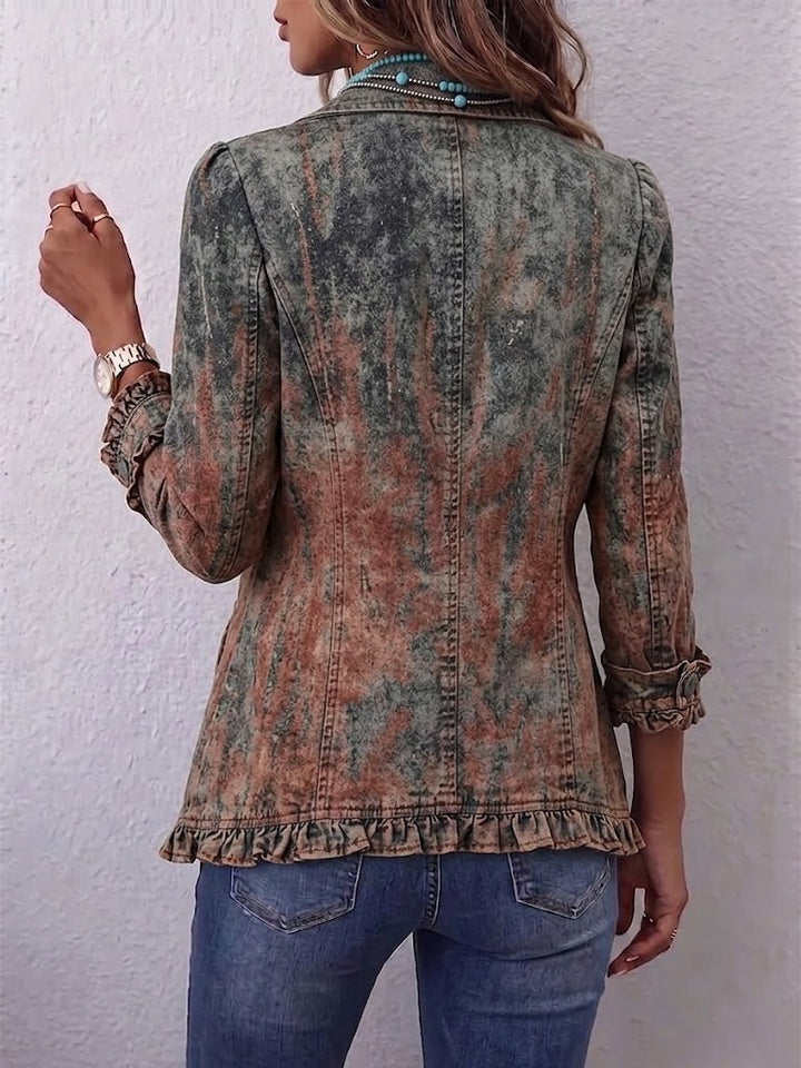 Enna | Jacke im Vintage-Stil mit strukturiertem Farbverlauf und Rüschen