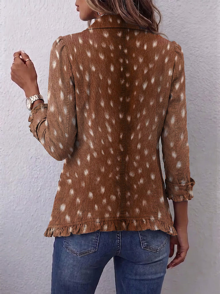 Eike | Jacke im Boho-Stil mit Tiermuster und Rüschen