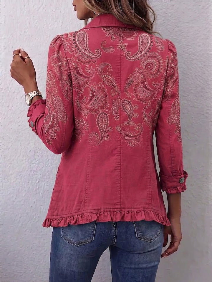 Bente | Jacke im Vintage-Stil mit Paisleymuster und Rüschen