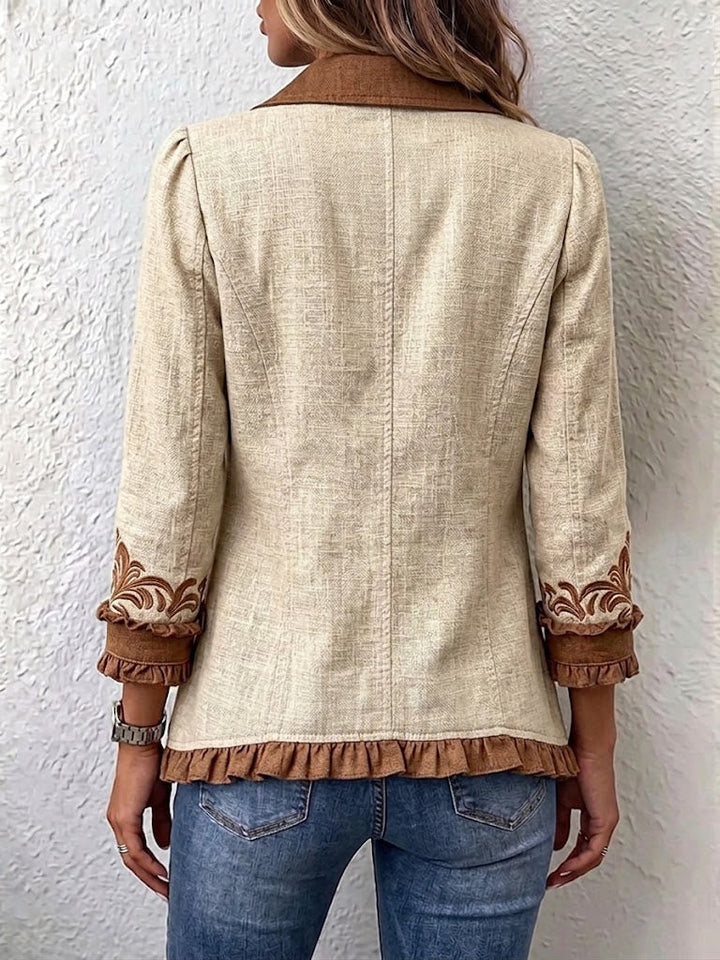 Frauke | Blumenjacke im Vintage-Boho-Stil mit Rüschen