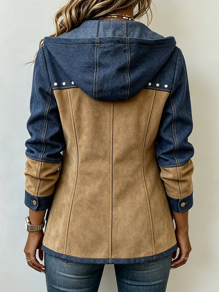 Henrike | Kapuzenjacke in Marineblau und Kamelbraun
