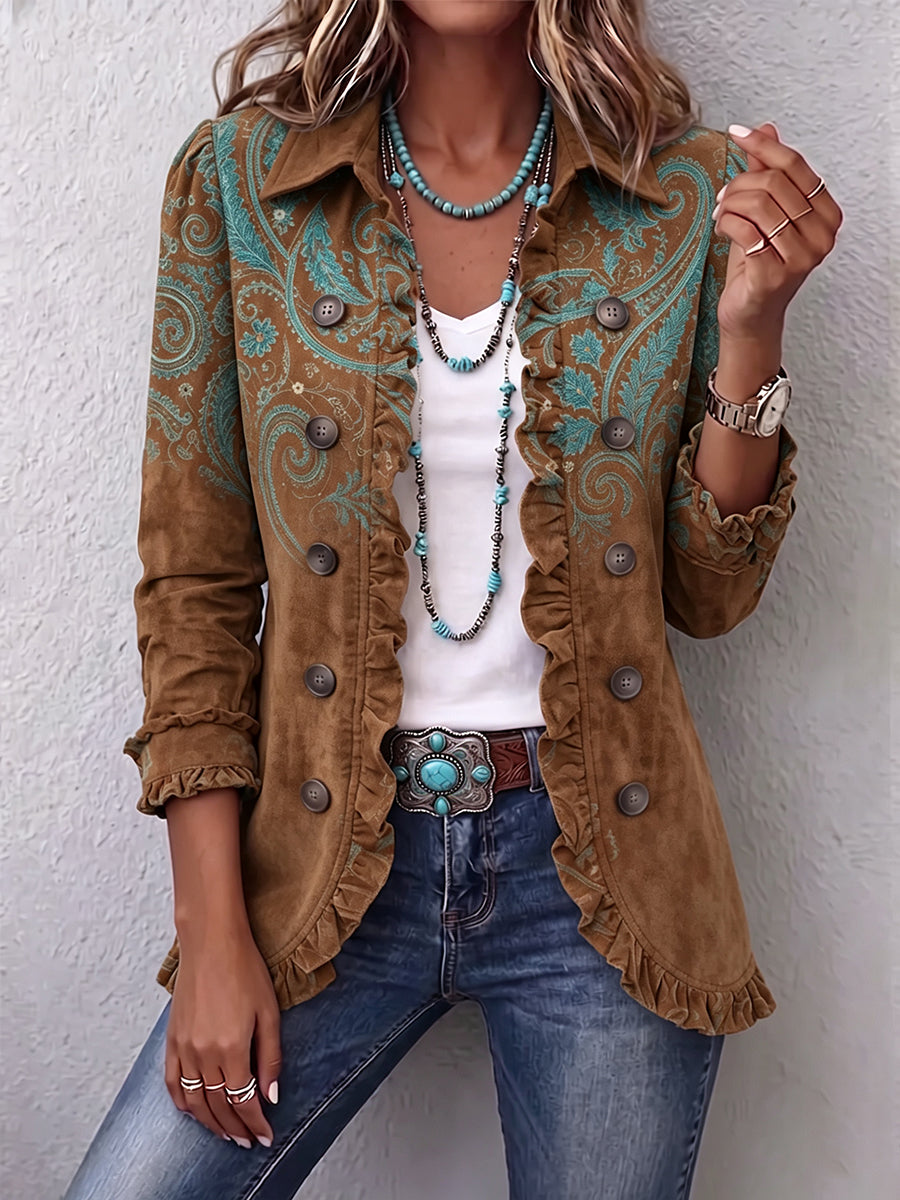 Svenja | Jacke mit Paisleymuster und Rüschen