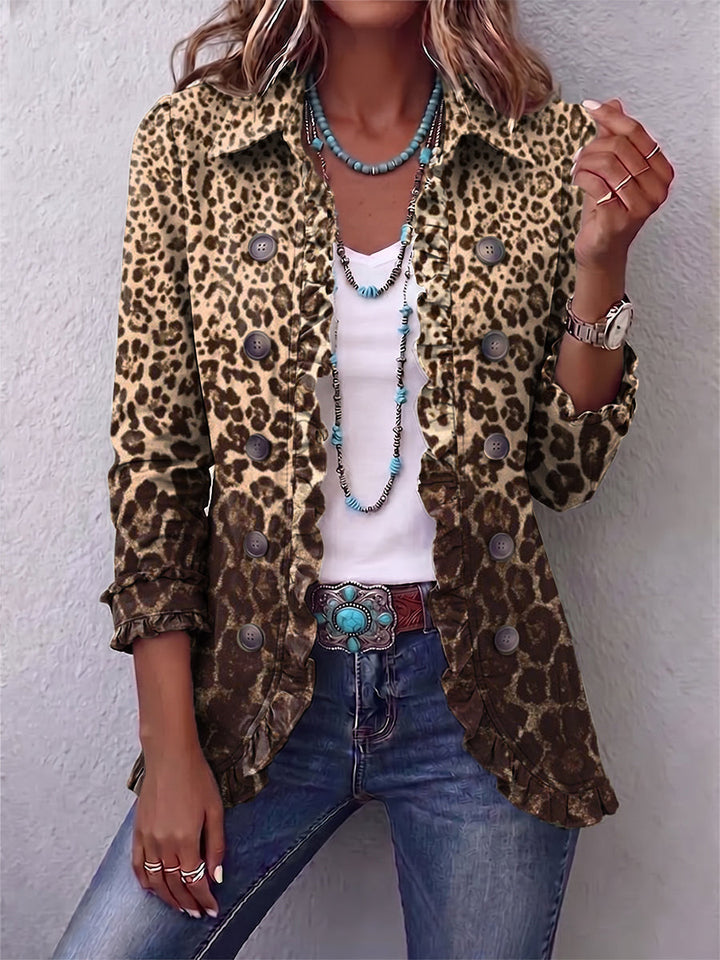 Irma | Jacke mit Leopardenmuster und Rüschen