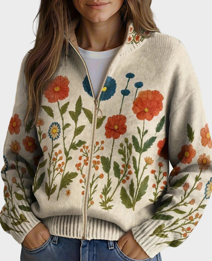 Wrenna - Wildblumenwiese Zip-Cardigan